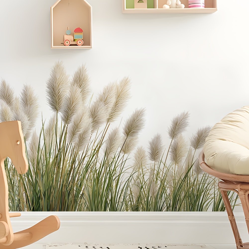 Fresh Reeds Wall Sticker, Self-adhesive Wall Decoration Sticker, Living Room Bedroom Background Sticker