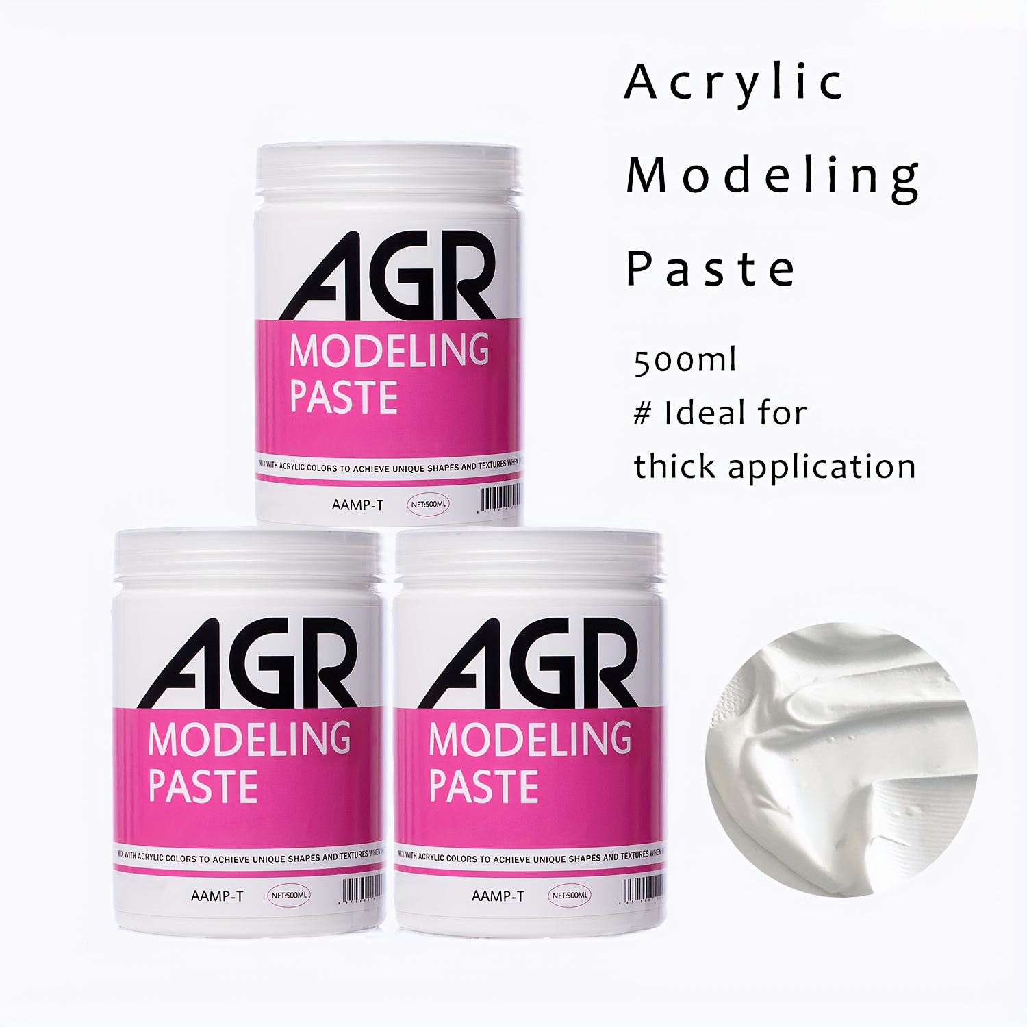 

Large 16.9 Fl Oz Acrylic Modeling Paste - Vivid Texture, Fast Drying & Crack Resistant, Ideal For Diy Artists And Students, Can Be Used As Gesso