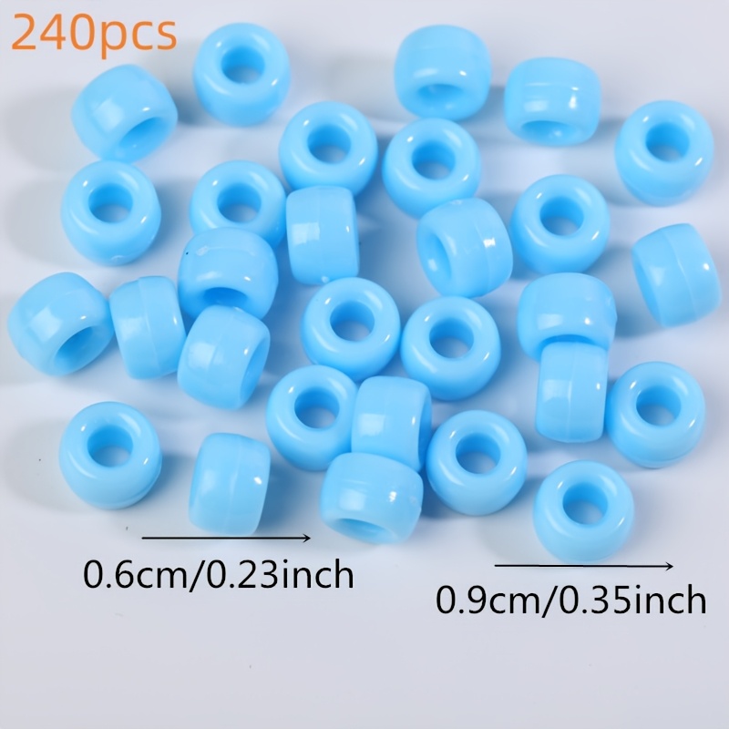 TEMU 240pcs Of 6x9mm Acrylic Light Beads, Random Blue Colors, Colorful , Suitable For Making - Bracelets, Necklaces, Phone Charms, And Crafts