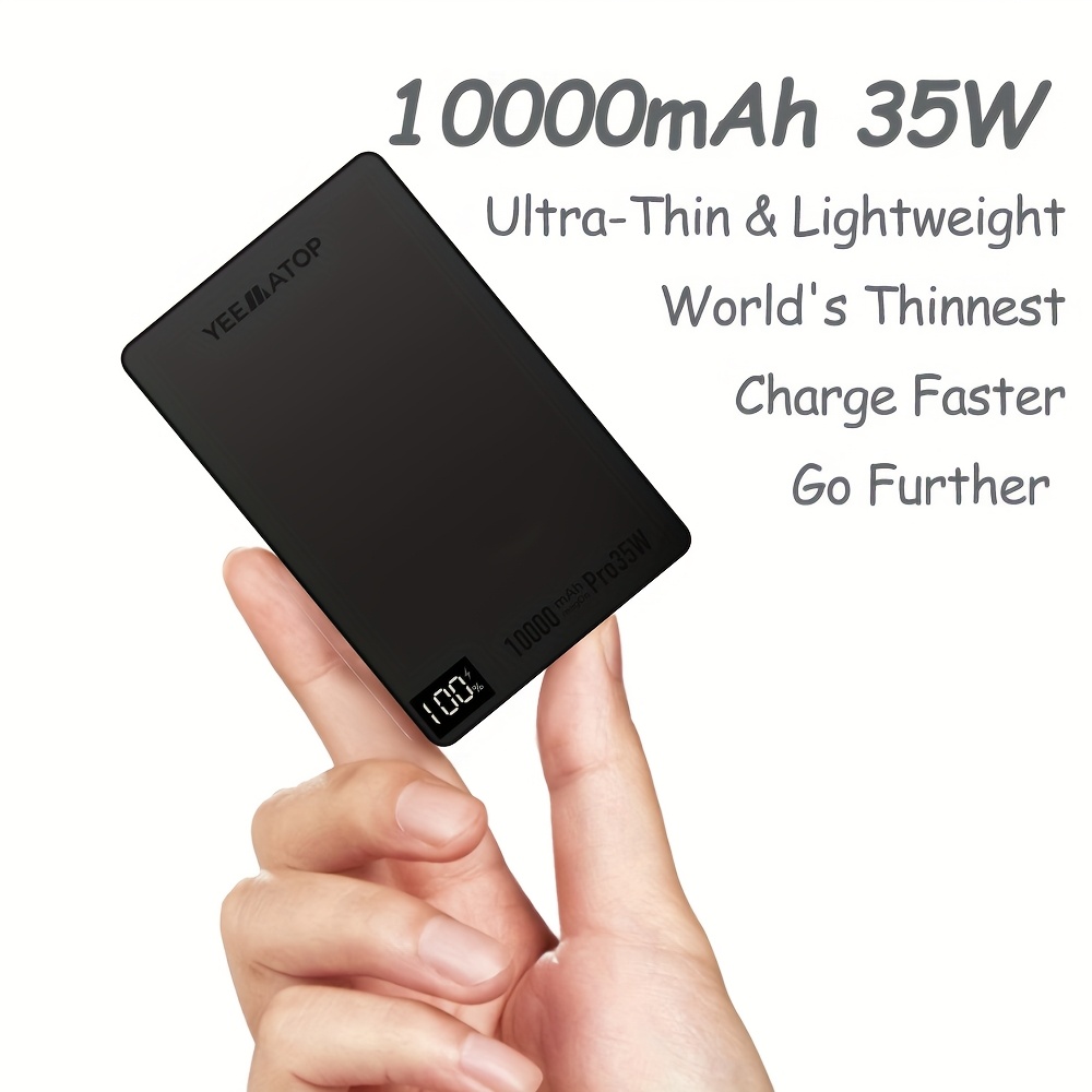 TEMU Compact 10000mah Magnetic Wireless Fast Charging Power Bank, Featuring Usb Type C 35w Pd, Usb 30w Qc 3.0 Fast Charging, Compatible With Pps,