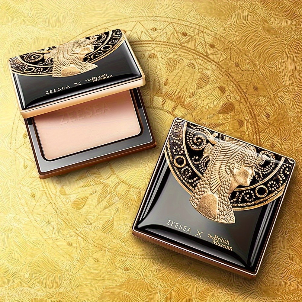 [Long Lasting Oil Control Powder] ZEESEA Pressed Powder, The British Museum Egypt Series Long Lasting Oil Control Facial Finishing Brighten Setting Powder, Multi-use Foundation for All Skin Tones & Types, Matte Concealer Powder