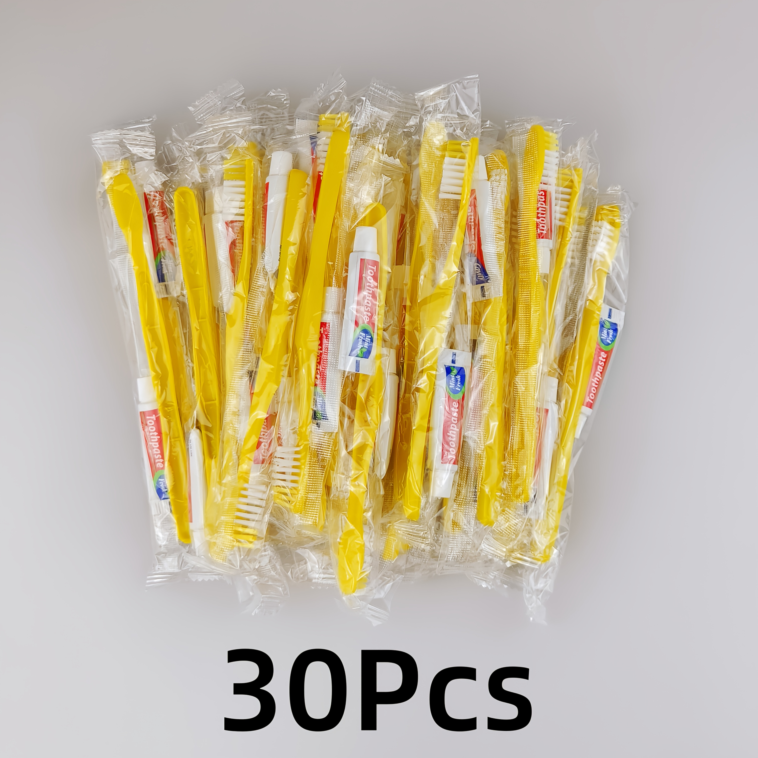 30-pack engångstandborstar med tandkräm - gula plast resestandborstar, individuellt förpackade för hemlösa, vårdhem, & charitativt arbete - bulk dentalvårdsset, elektricitet behövs, dentalhygienessentials, tillbehör, enkel design, hållbar konstruktion, munhygien, kompakt design, lättvikts tandborste, munvård, hemlös vård - hälsa & hushåll - Temu
