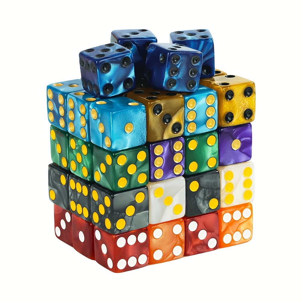 Colorful Right-Angle Pearl-Pattern Dice, Pack of 10