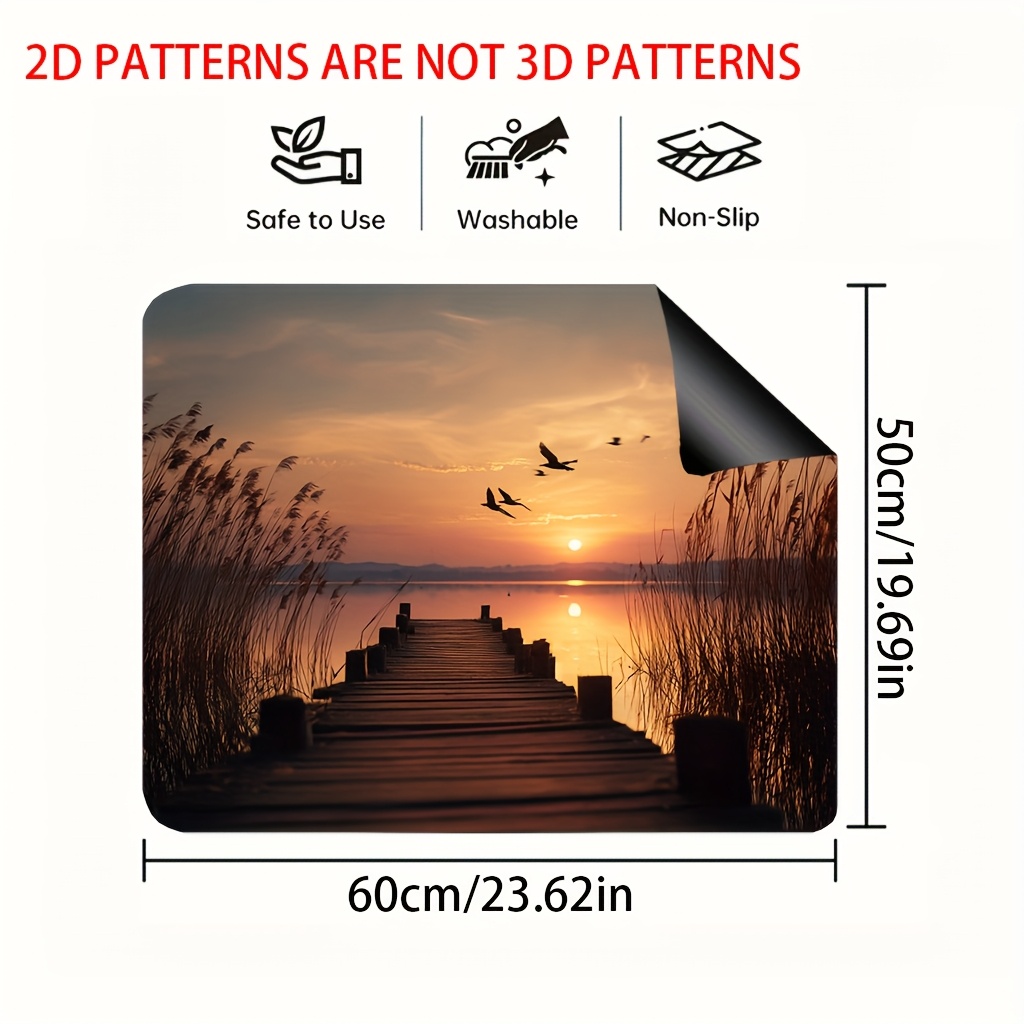 TEMU 1pc Heat-resistant Gas Stove Top Protector With Beach Sunset Design - Non-slip Stove Cover, For Coffee Machines, Induction Cooktops, Ovens & Hot