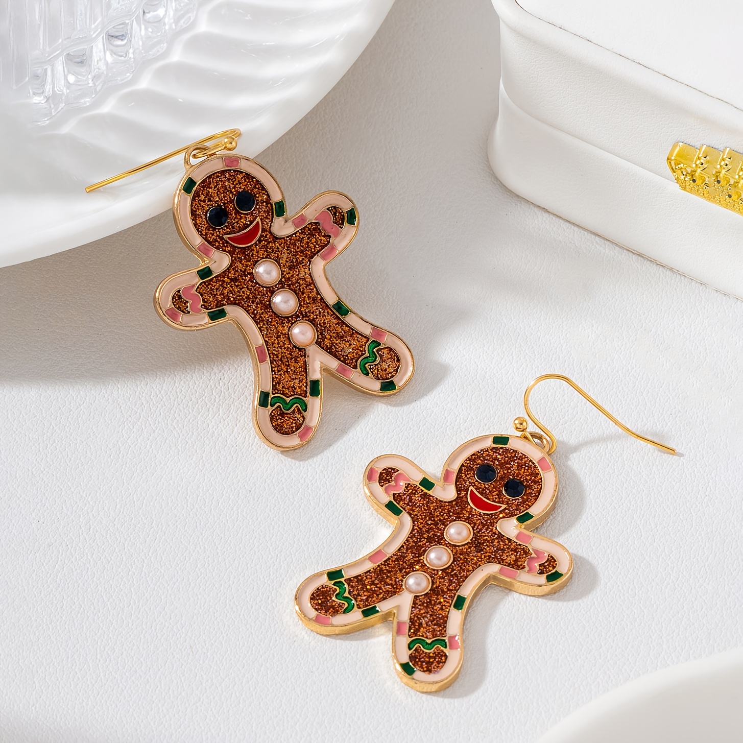 Cute Gingerbread Man Dangle Earrings for Christmas