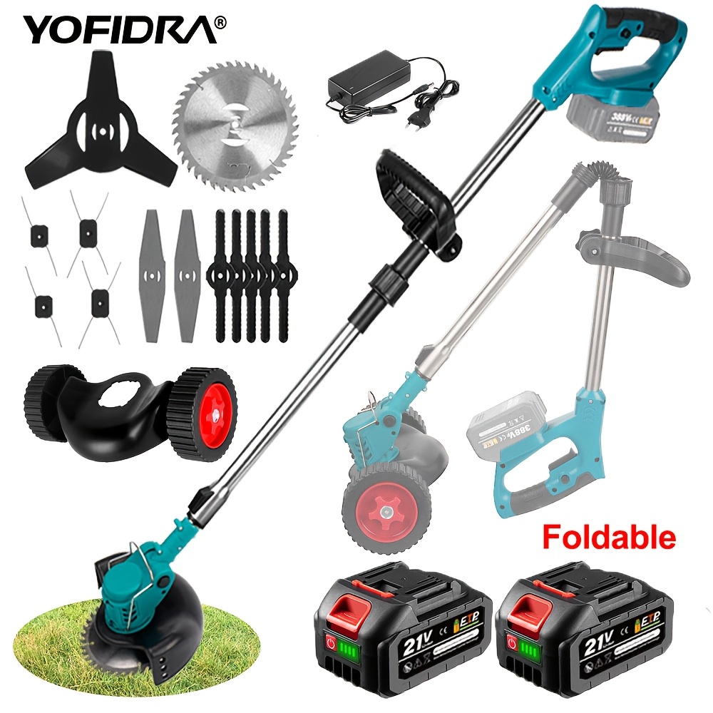 Cordless Electric Lawn Mower, Cordless Portable Lawn Mower, Height And Angle Adjustable, Suitable For Trimming Outdoor Garden Lawns And Shrubs, Tool , With Optional 5pcs Tool Set And Battery.