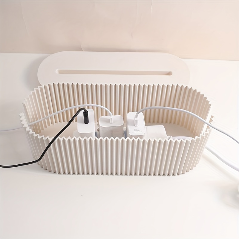 

Large Capacity Cable Management Box With Lid - Modern Plastic Desktop Organizer For Sockets And Wires Cable Organizer Box