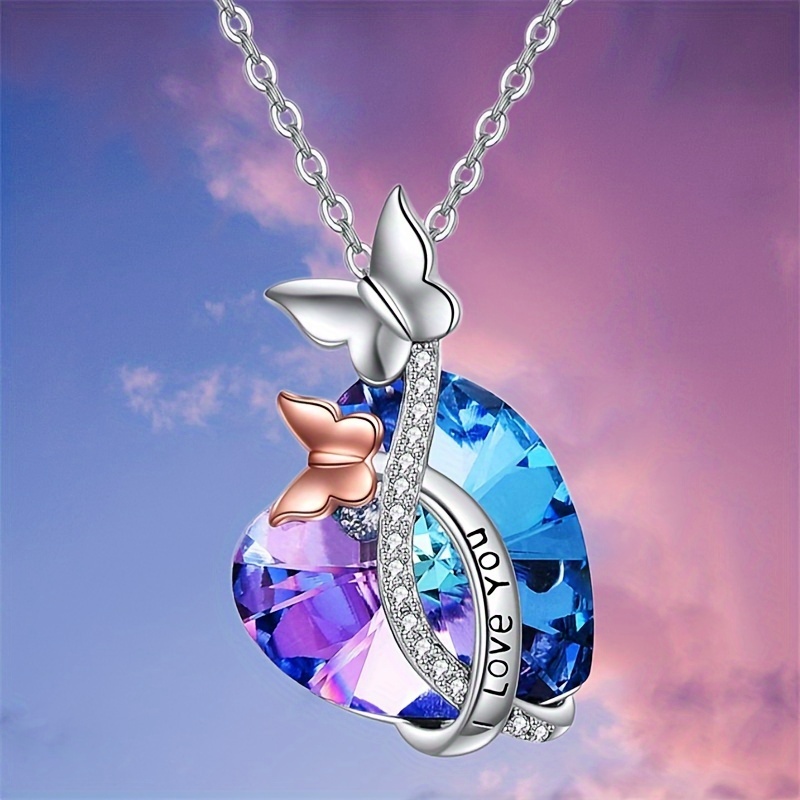TEMU Fashionable Elegant Butterfly Pendant Necklace, Banquet Holiday Party Jewelry, Anniversary Birthday Mother's Day Gift
