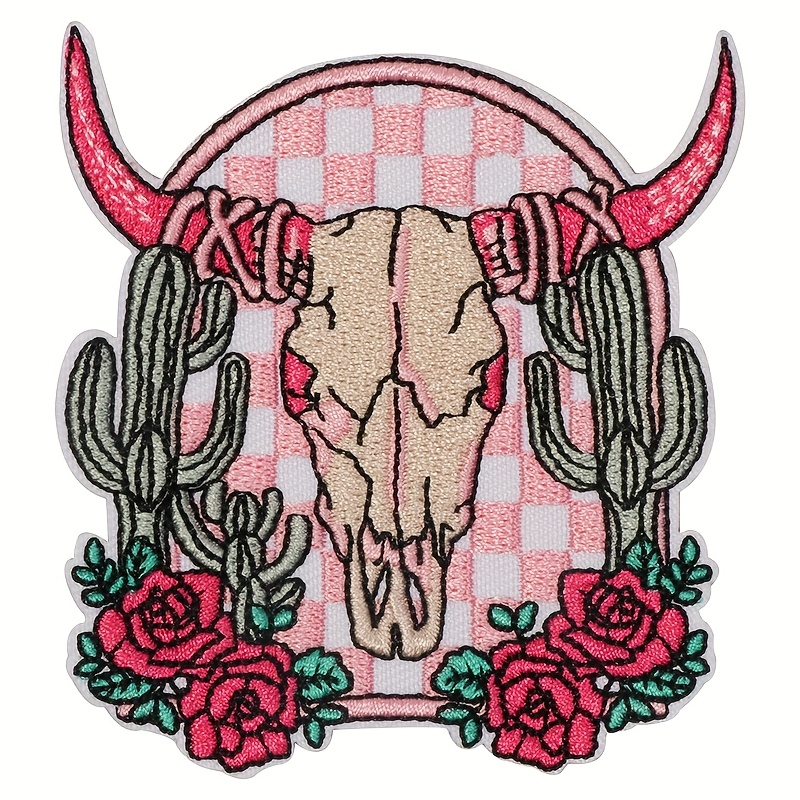 1 pièce patch brodé tête rose cactus roses badge - Temu France
