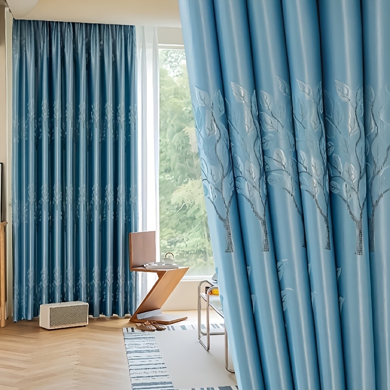 TEMU 1pc Of Modern Minimalist Jacquard Autumn/winter Style Curtain, 70% Light-blocking, And Heat-insulating, With A Top Rod Pocket For Easy Hanging.