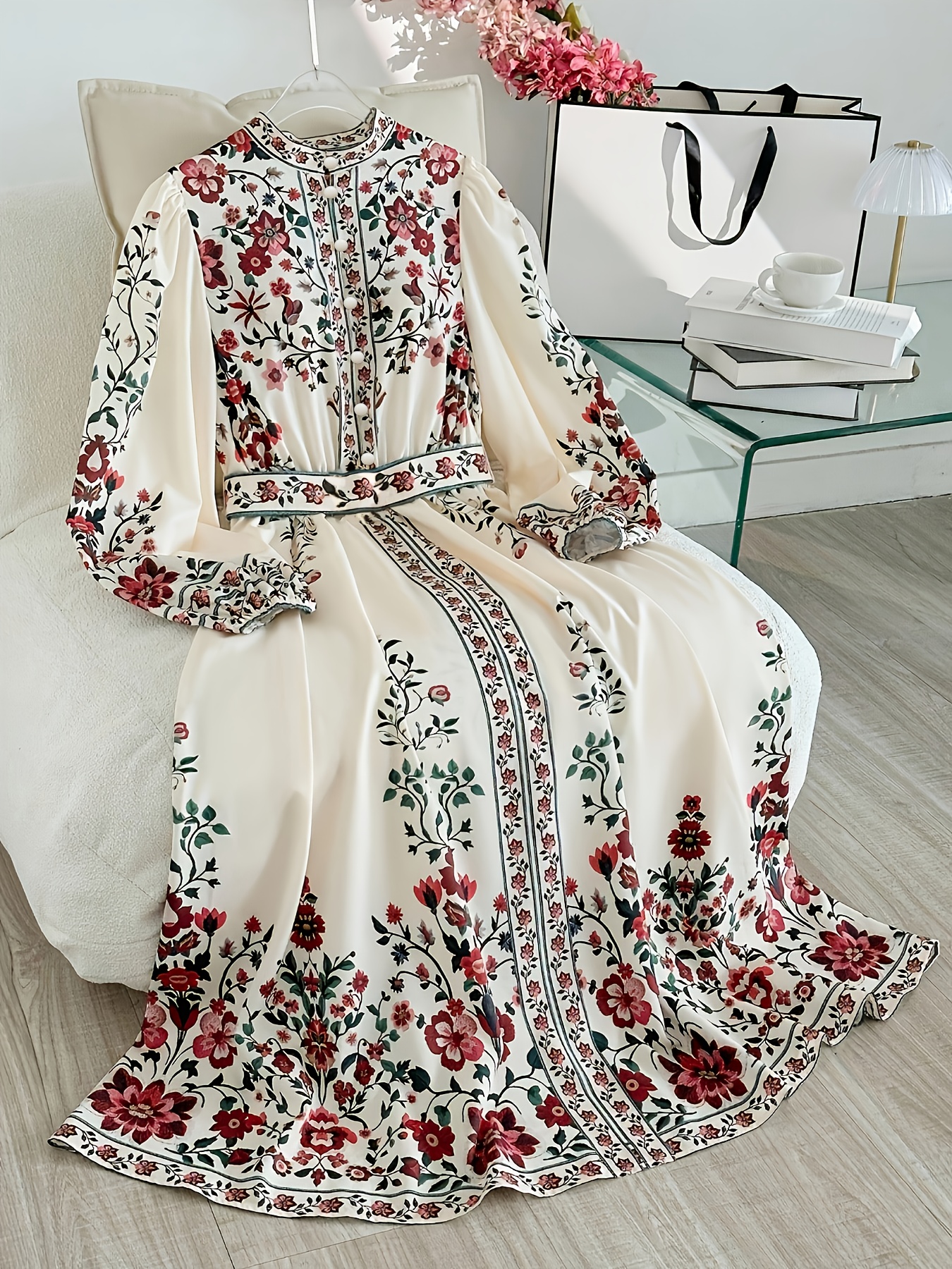 plus size plus size elegant printed bohemian dress for spring and summer featuring a sophisticated fit for     and everyday wear