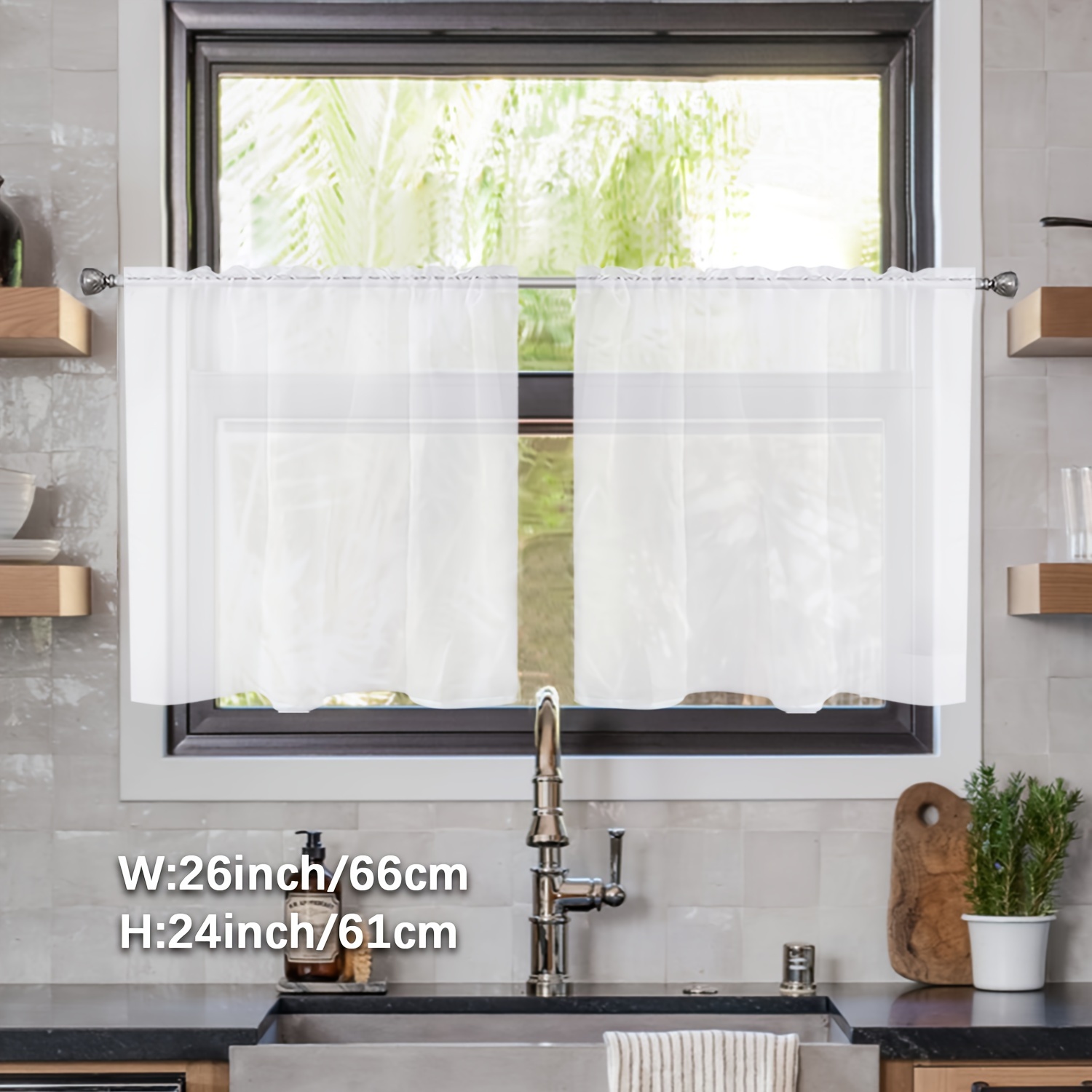 1 Panel/2 Panels Youleyar Modern Sheer Curtains Suitable, Window Panels With Valance, Rod Pocket Tiers For Bedroom, Bathroom, Laundry Room - Machine Washable Valance & Panels