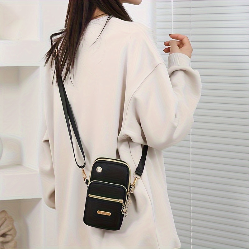 1pc, Women's Fashion Simple Crossbody Cell Phone Purse, Casual Multi-pocket Zipper Shoulder Pouch, Coin Purse, Sports & Fitness Compact Portable Sling Bag