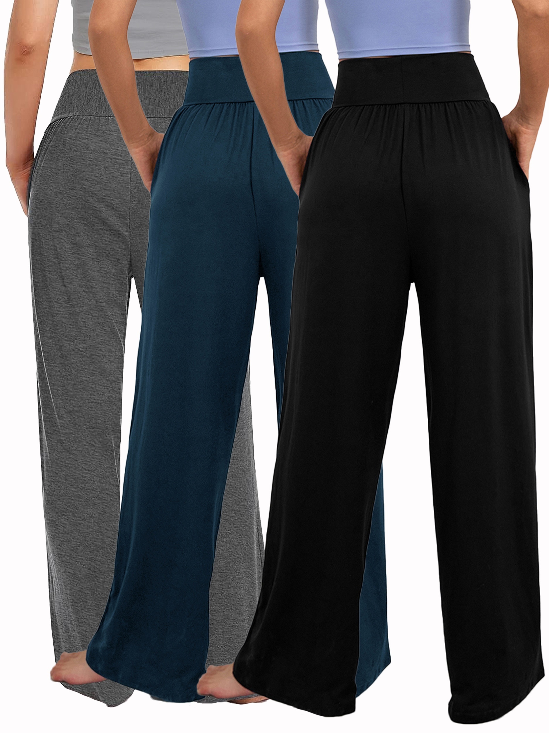 Elastic waist loose wide leg pants 4385