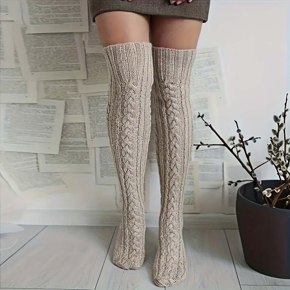 

1 Pair Of Cozy Cable Knit High Boot Socks For Women - Extra Long, Warm Acrylic Over-the-knee Leg Warmers In, Soft & Winter Stockings, Fits Most