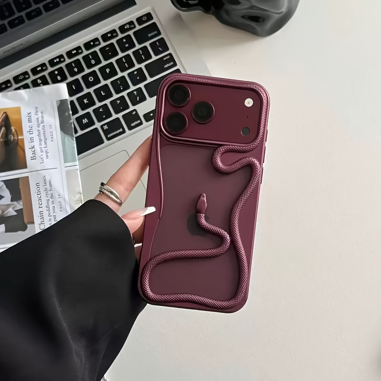 TEMU Phone Case: Halloween 3d Embossed Snake Design Phone Case Compatible With Iphone 18 17 Pro 15 14 13 Pro Max Original Hollow Heat Dissipation