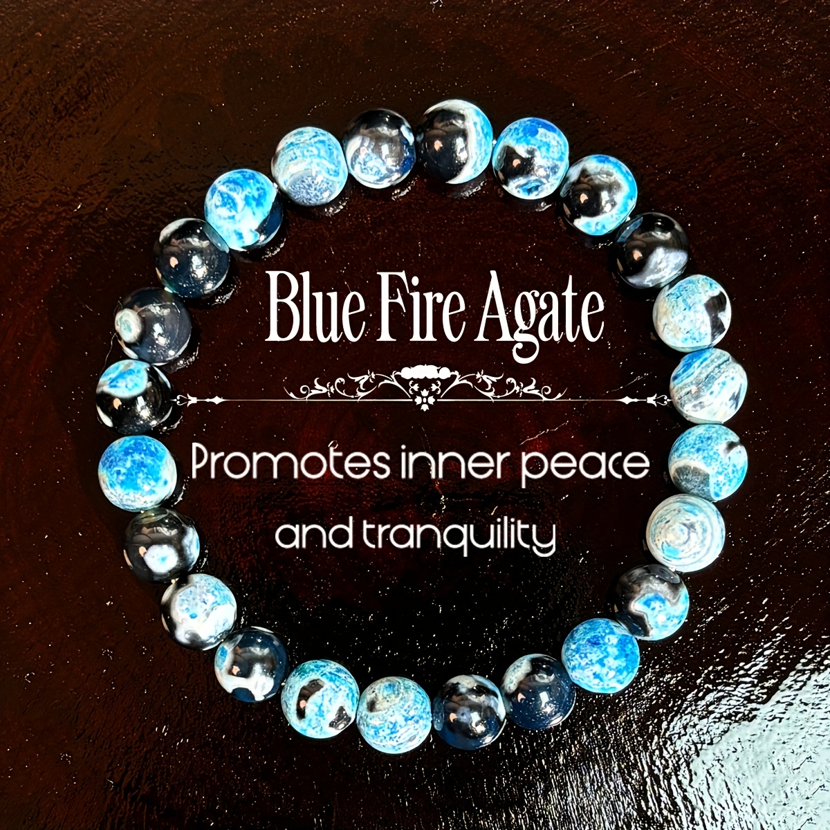 TEMU Elegant 8mm Agate Bracelet - Natural Stone For Relaxation & , Perfect Gift For Women