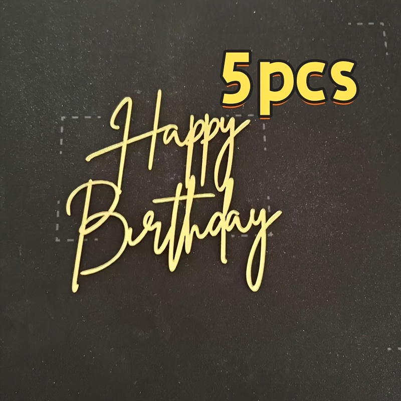 Image of 5/10/15pcs Pieces Of Elegant Acrylic "happy Birthday" Cake Decoration-luxury Cursive Design For Birthday Party Celebration, Birthday Party Accessories