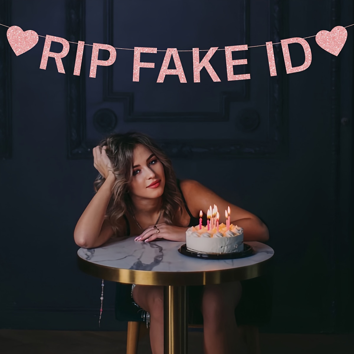 Rip Fake ID Banner – Lustiger 21. Geburtstag Hintergrund „21 And Legal“ Mit Glitzer Für Die Party