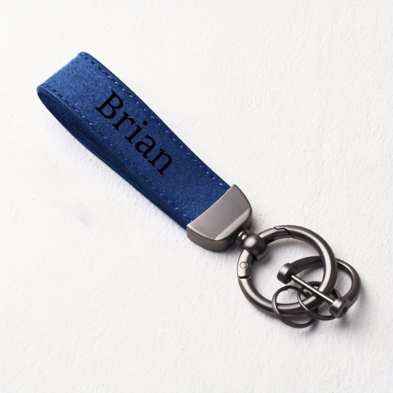TEMU 1pc Personalized Men's Business Keychain - Laser Engraved Name, Durable Pu, - Suitable For Professional And Casual Use - Ideal Gift For Father's