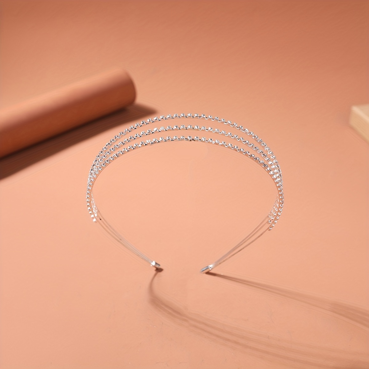 Image of 1 European And Easy And Heavy Handmade Women's Thin Headband Inlaid With Diamonds Fashionable Versatile Travel Three-layer Rhinestone Hair Additions Ins Metal Headband