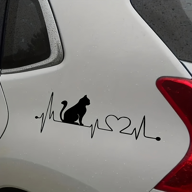Ecg Heart Cat Sticker Suitable For Cars, Trucks, Suvs, Windows, Laptops, And Walls