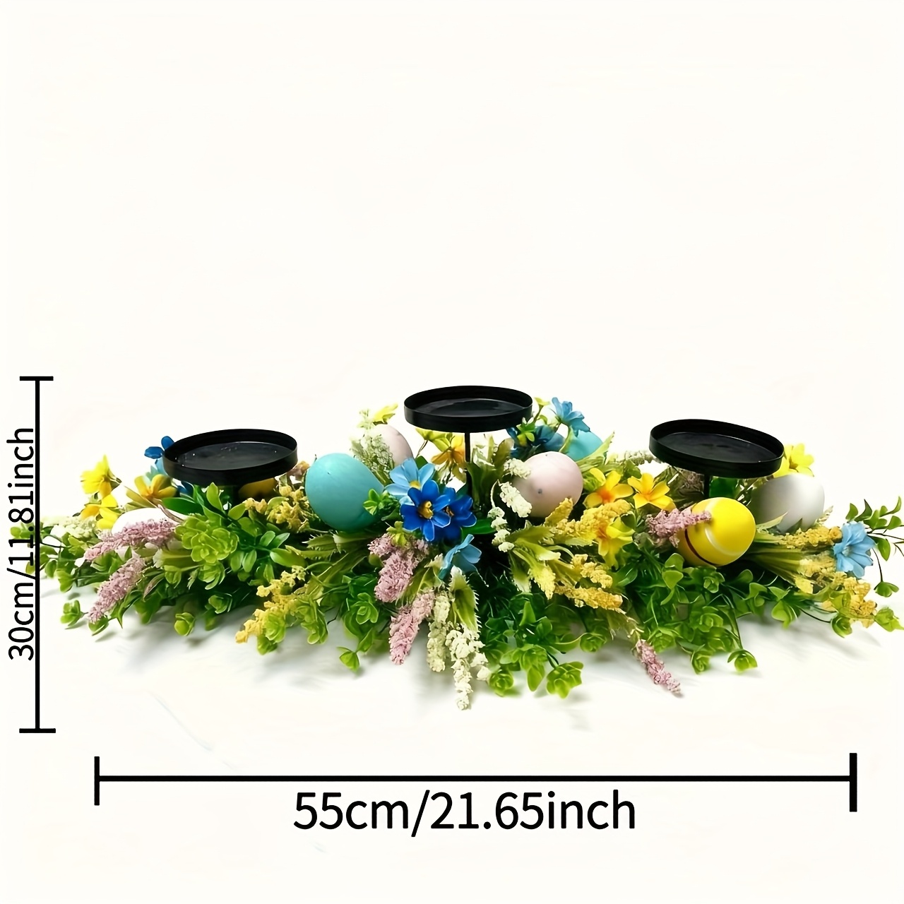 TEMU Easter Candle Holder Centerpiece, Suitable For Dining Table, With Artificial Lavender And Eucalyptus Leaves, Ideal For Easter Table Centerpiece,
