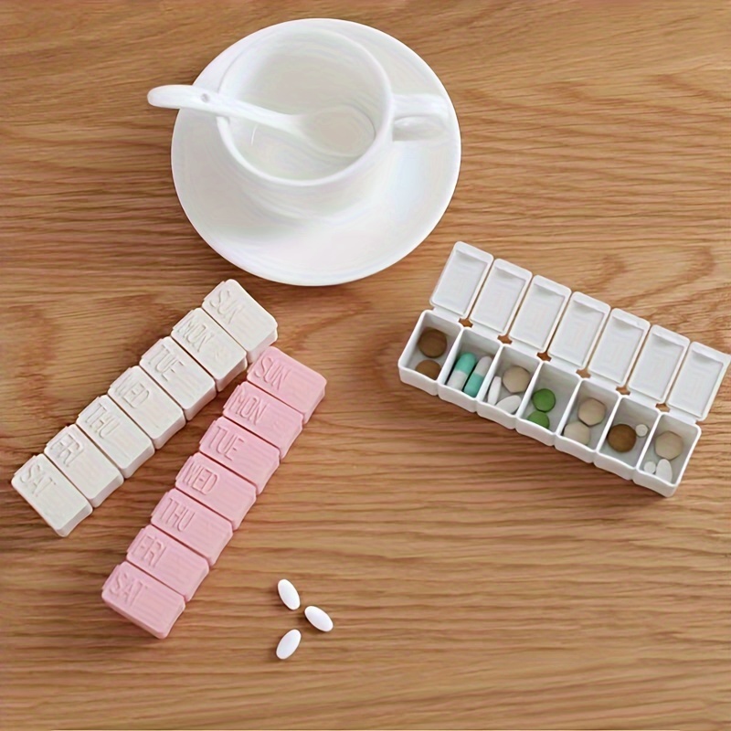 Portable Weekly Pill Box with Seven Compartments