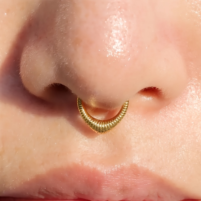 TEMU 1pc 316l Stainless Steel Hoop Nose Ring Piercing Easy Hinged Clicker Septum Ring Nose Piercing Jewelry
