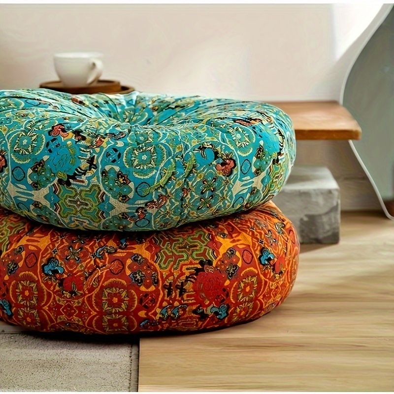 Paquete de 2: cojines redondos para piso, cojín de meditación de terciopelo  de color sólido, almohada de meditación plisada para el hogar, sofá, cama