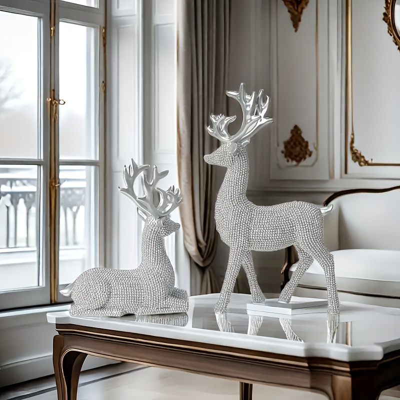 Deko Rentier Figuren Set 2-teilig Schwarz 20cm - Elegante Harz-Figuren Für Weihnachtsdekoration