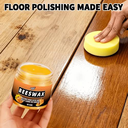 natural beeswax polish with sponge 40g solid wood restorer for floors instant 10 second protection moisturizing safe for types furniture care wax elegant jar design