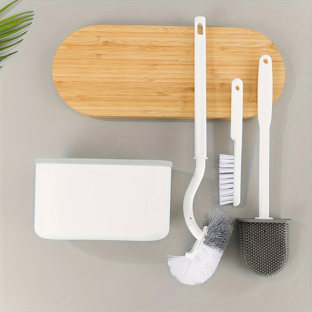 

Easy-install Wall-mounted Toilet Brush Set - No-drill, Long Handle Bathroom Cleaning Tool With Holder Box, Toilet Cleaning, Toilet Brush Set