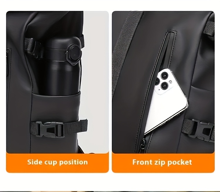 2026 New Men's Backpack, Minimalist Solid Color Travel Bag, Large Capacity PU Laptop Backpack - Ergonomic Shoulder Straps and Zipper Closure Business Commuter Bag, Multi-Compartment Foldable Office Outdoor Backpack | Modern Style Laptop Storage Bag
