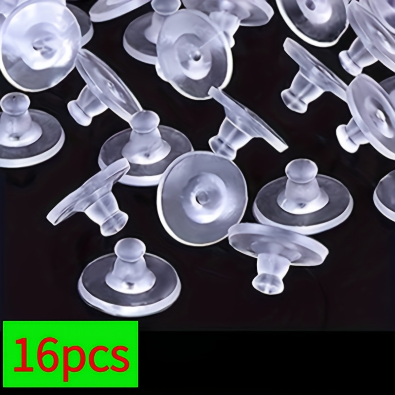TEMU 16pcs Comfortable Silicone Earring Holders, Transparent Rubber Earring Holders, Suitable For Heavy Earrings And Drooping Ears, Safe Support