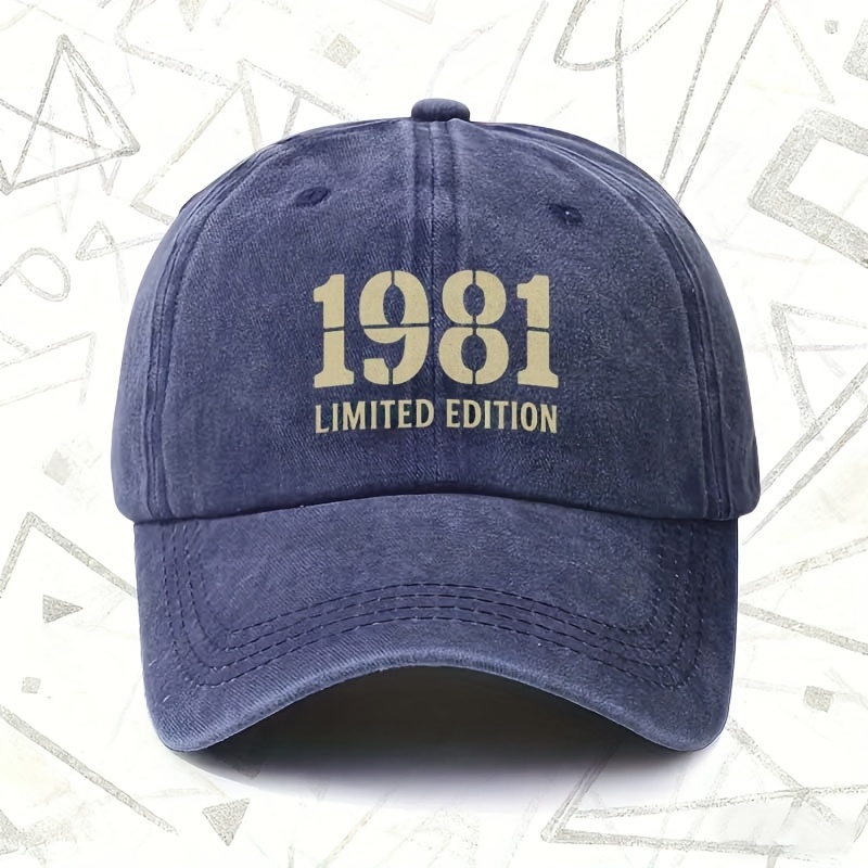 TEMU 1pc, Vintage Washed Cap With "1981 Edition" Design, Unisex Solid Baseball Cap, Suitable For , Ideal Gift For Weddings, Parties, Birthdays,