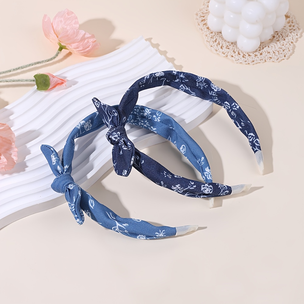 2pcs Minimalist Bow Headbands Elegant Solid Color Fabric Bow Non-slip Hair Hoop For Daily Styling Or Special Occasions