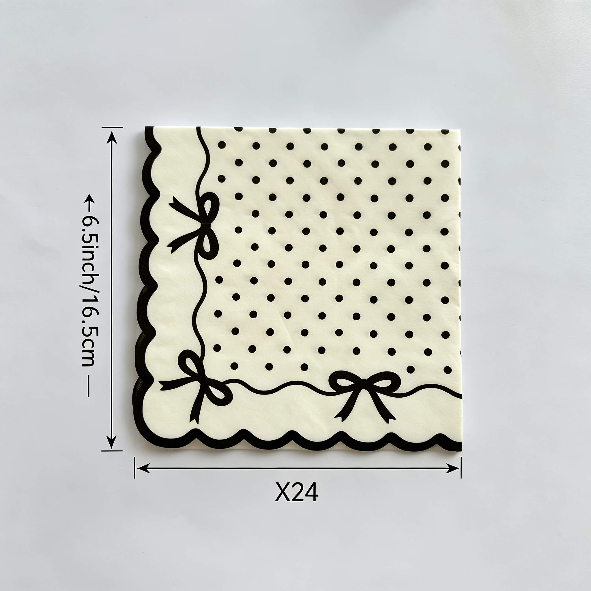 TEMU Ensemble de 24 serviettes jetables, thème de fête avec nœud à pois non laminées
