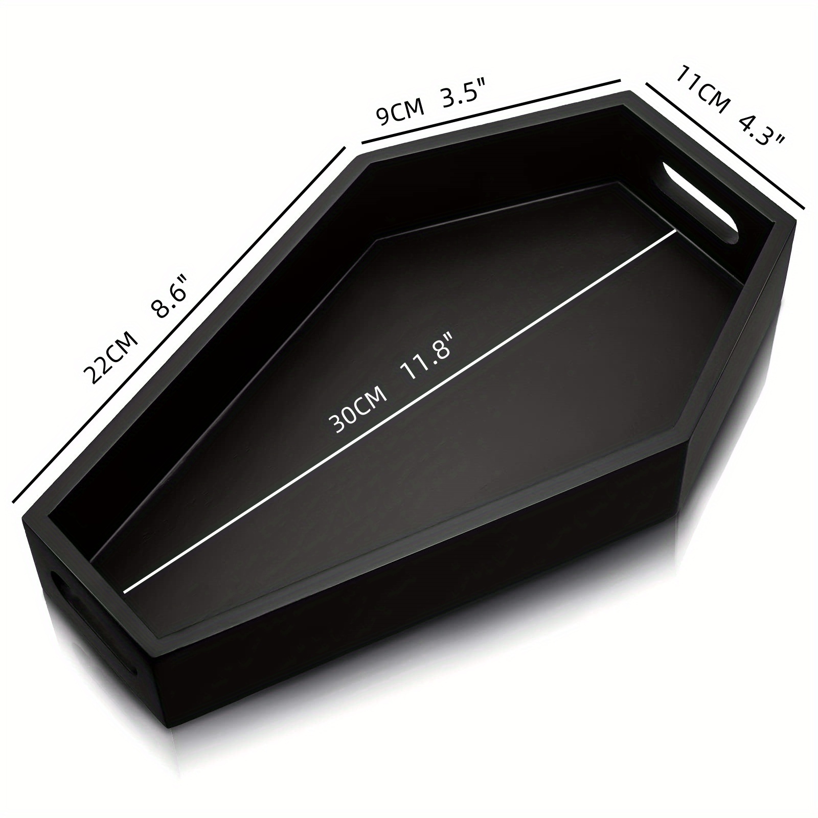 Image of Wooden Coffin Tray Halloween Black Platter Coffin Tray Wooden Coffin Creepy Desktop Decoration, Shelf Baskets