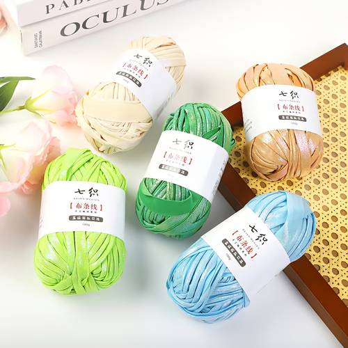 100 meters of metallic color t shirt yarn for crochet shiny fabric yarn for weaving craft kit basket