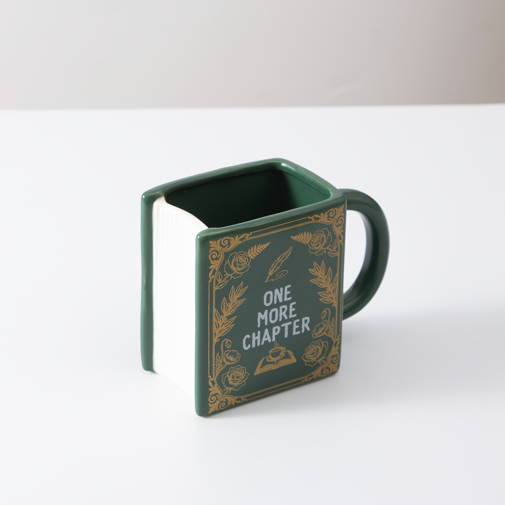 TEMU 1pc 290ml/9.8oz Creative Tea Cup, Book-shaped Coffee Mug. With"one More "design. Ideal For Matcha, Milk, Juice And . Perfect For Bar Counters,