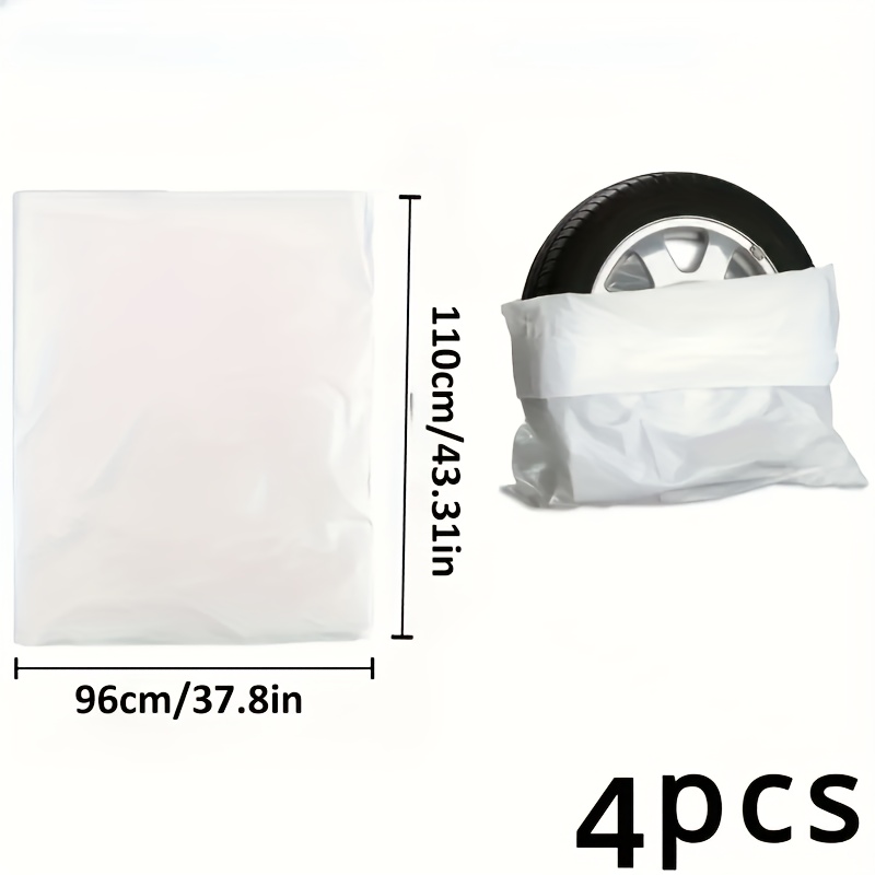 TEMU 4pcs Universal Car Tire Storage Bag, Disposable Plastic Spare Tire Cover For Vehicle Wheel Storage, Spare Tire Wheel Cover, Travel Essentials, ,
