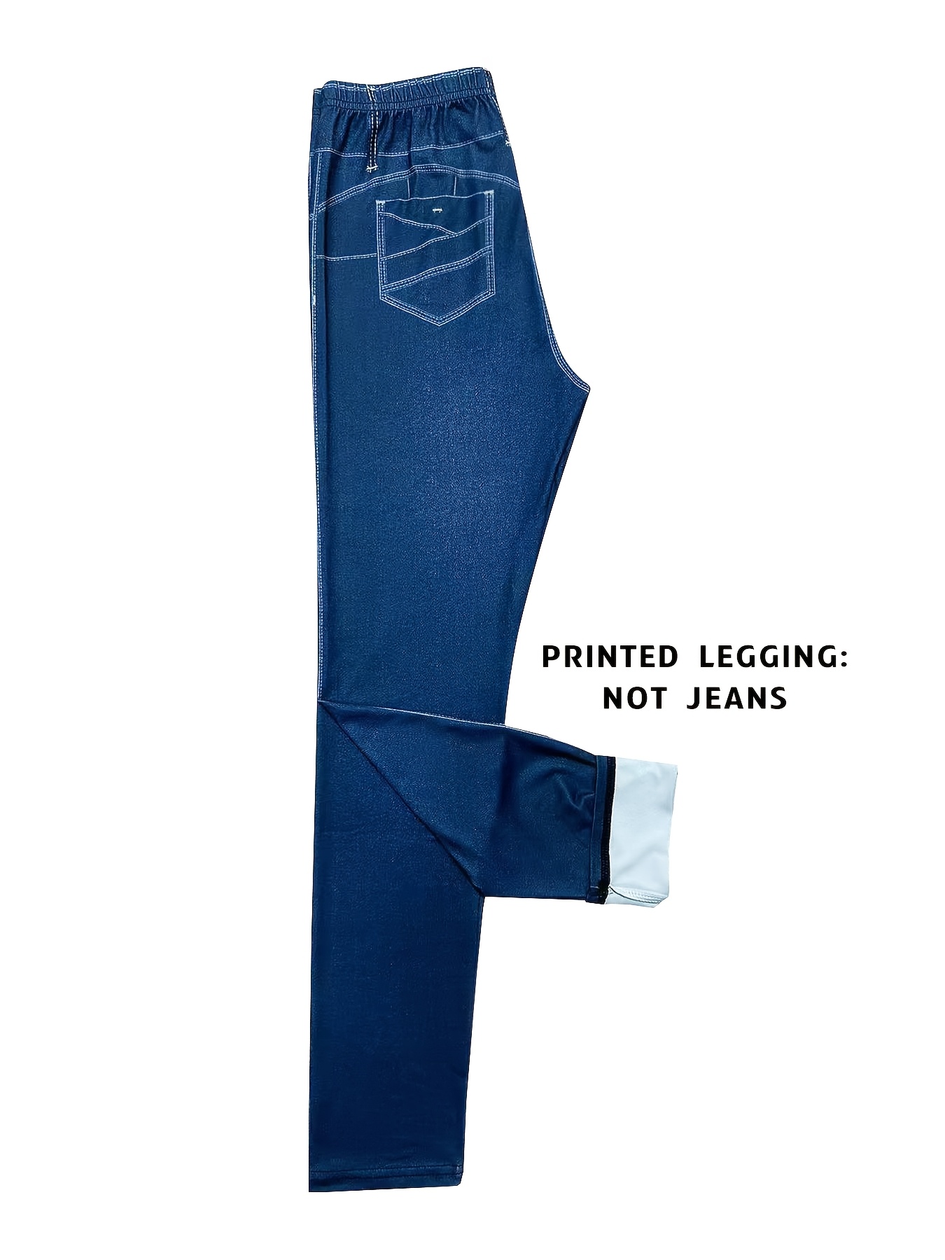 Printed Legging - Not Denim Fabric, Non-Denim/Non-Jeans, Imitation Denim Printed Leggings, Tight-Fitting Pants, Outdoor Sports Yoga Pants