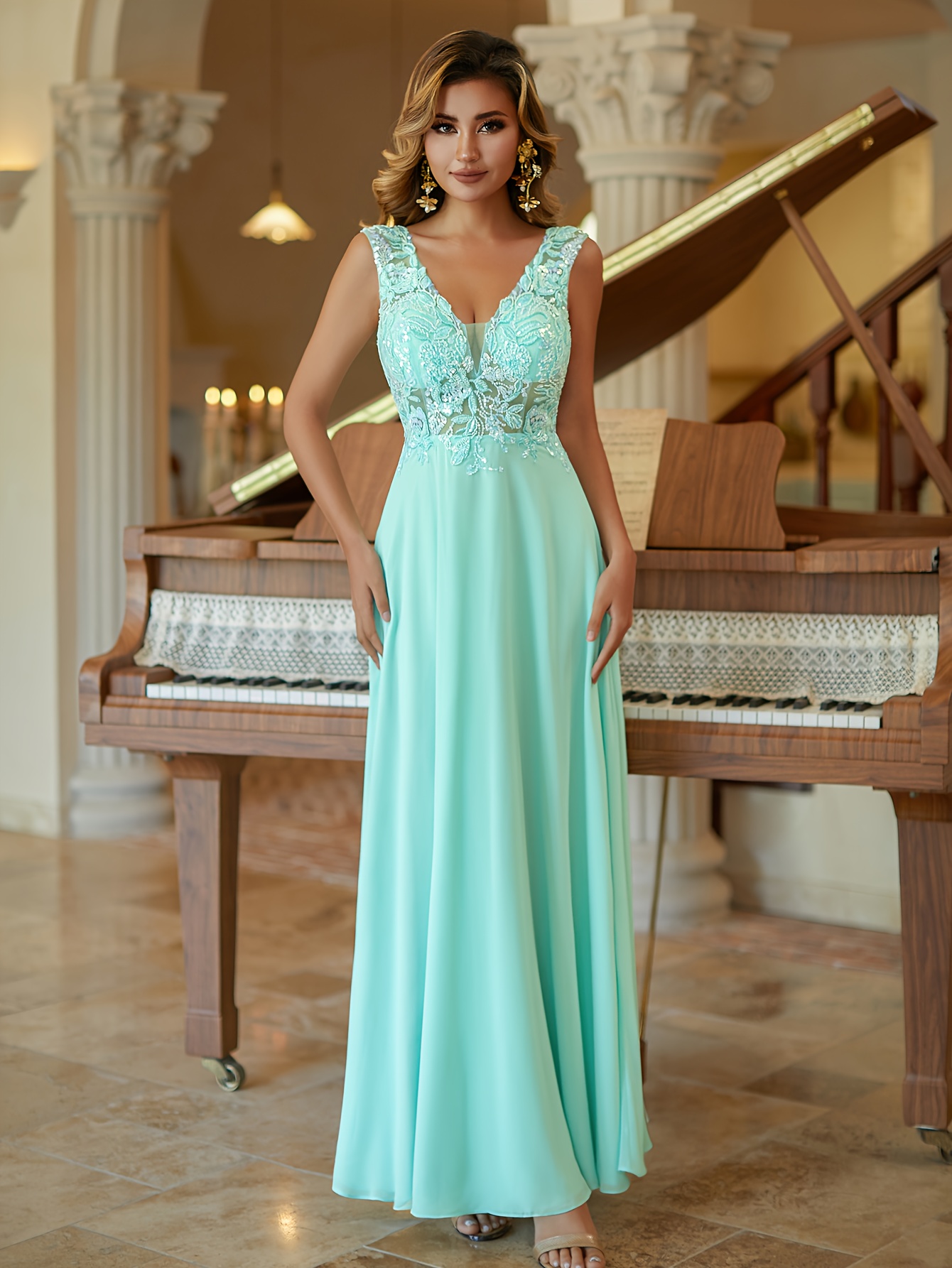 turquoise dress sold on Temu United States