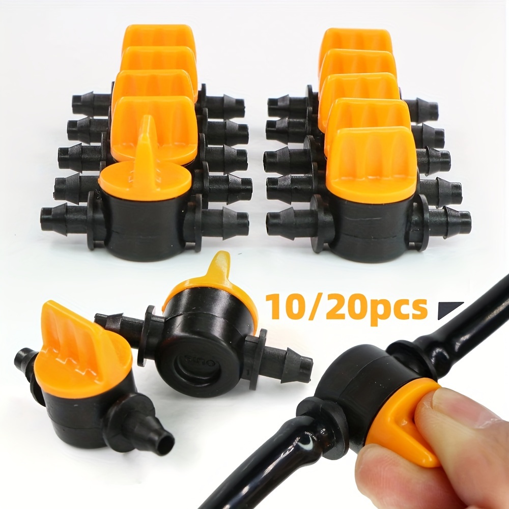 

precision" 10/20-pack Miniature Plastic Shut-off Valves For 4/7mm Hoses - Easy Install, Durable Garden Water Irrigation Adapters With Barb Switch