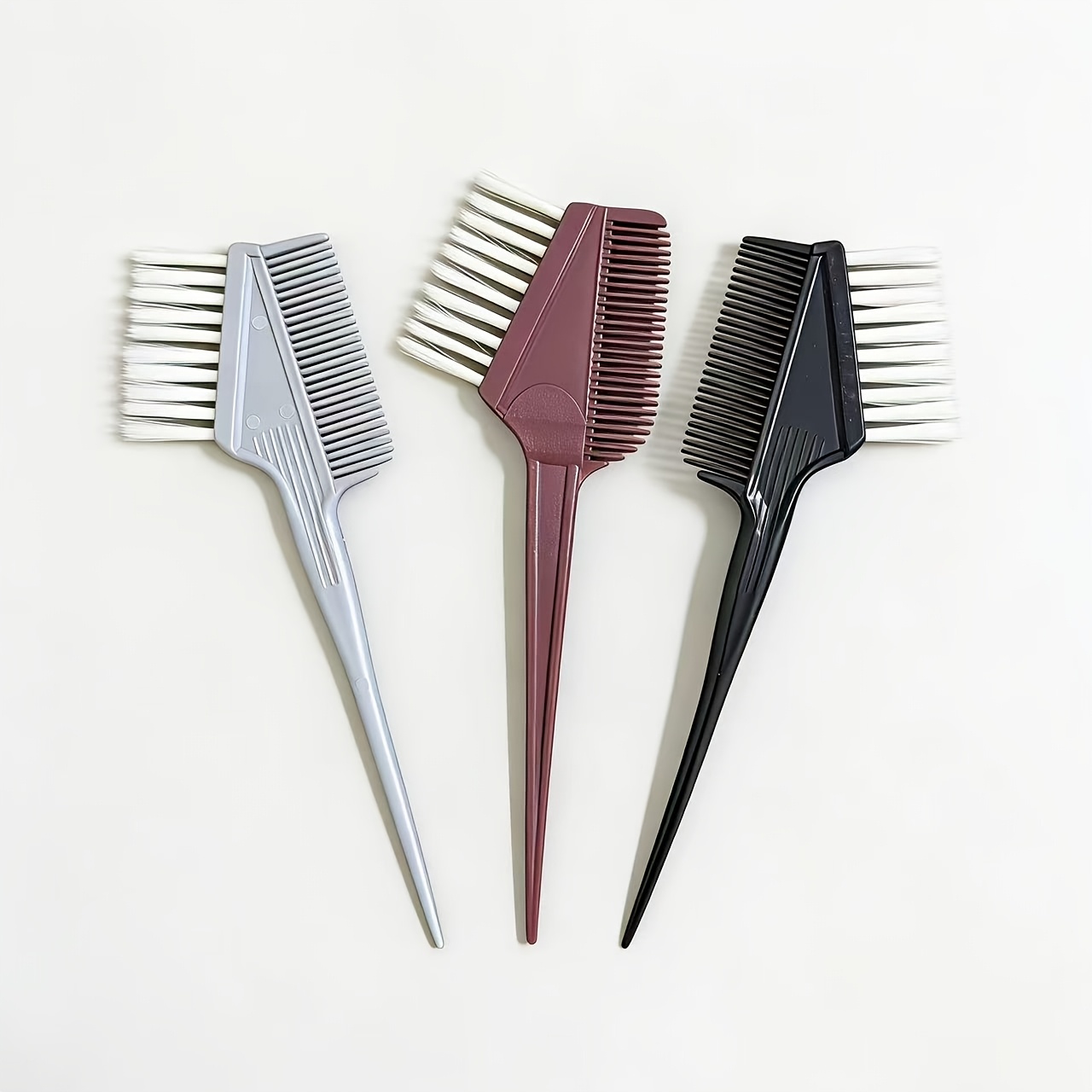 TEMU Ensemble de 3 brosses professionnelles pour teinture et coiffure - Double face, poils souples pour et permanente, peigne à dents fines, convient