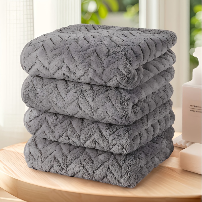 TEMU Luxury Towel 4pcs Set 13.4×29.1 Inches (34×74cm) Soft, High-quality Without Hair Loss, Bathroom Quick-drying Towel, Suitable For Home, Kitchen,