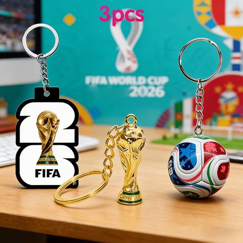 gift for her him party keychain gift pack 3pcs set for the 2026 usa featuring trophy mini keychains football accessories charms backpack pendant keyrings fan decorations for watching