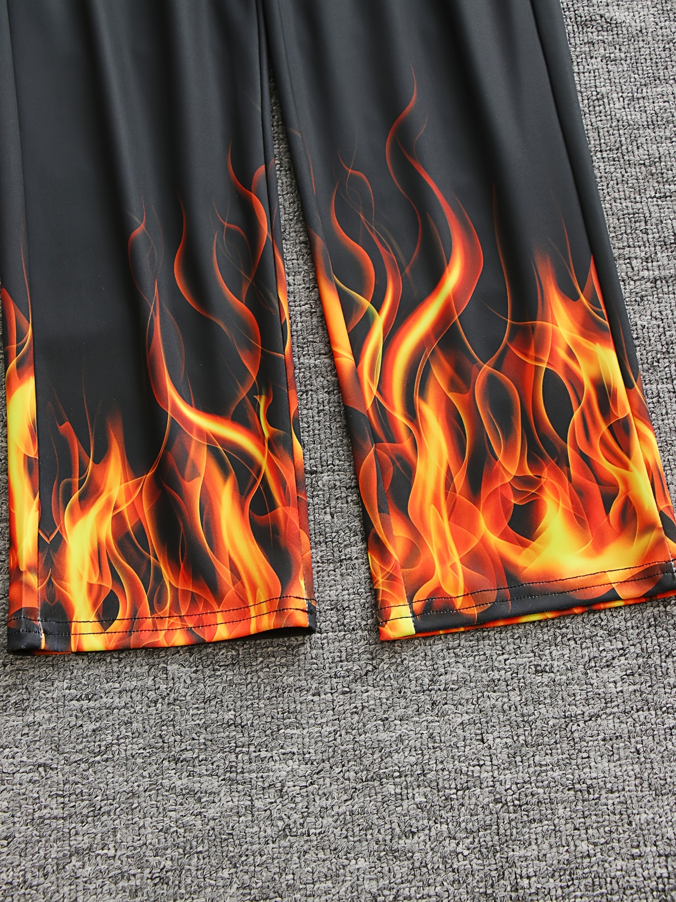 boy's flame pattern pants elastic waist comfy casual loose