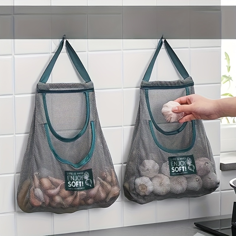 1pc Bolsa de Malla Multifuncional para Almacenamiento de Cocina - Organizador de Pared para Frutas, Verduras, Jengibre y Ajo | Accesorios Esenciales para el Hogar